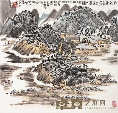 宋玉麟 丁卯（1987年）作 巨然笔意 立轴 33.5×34cm